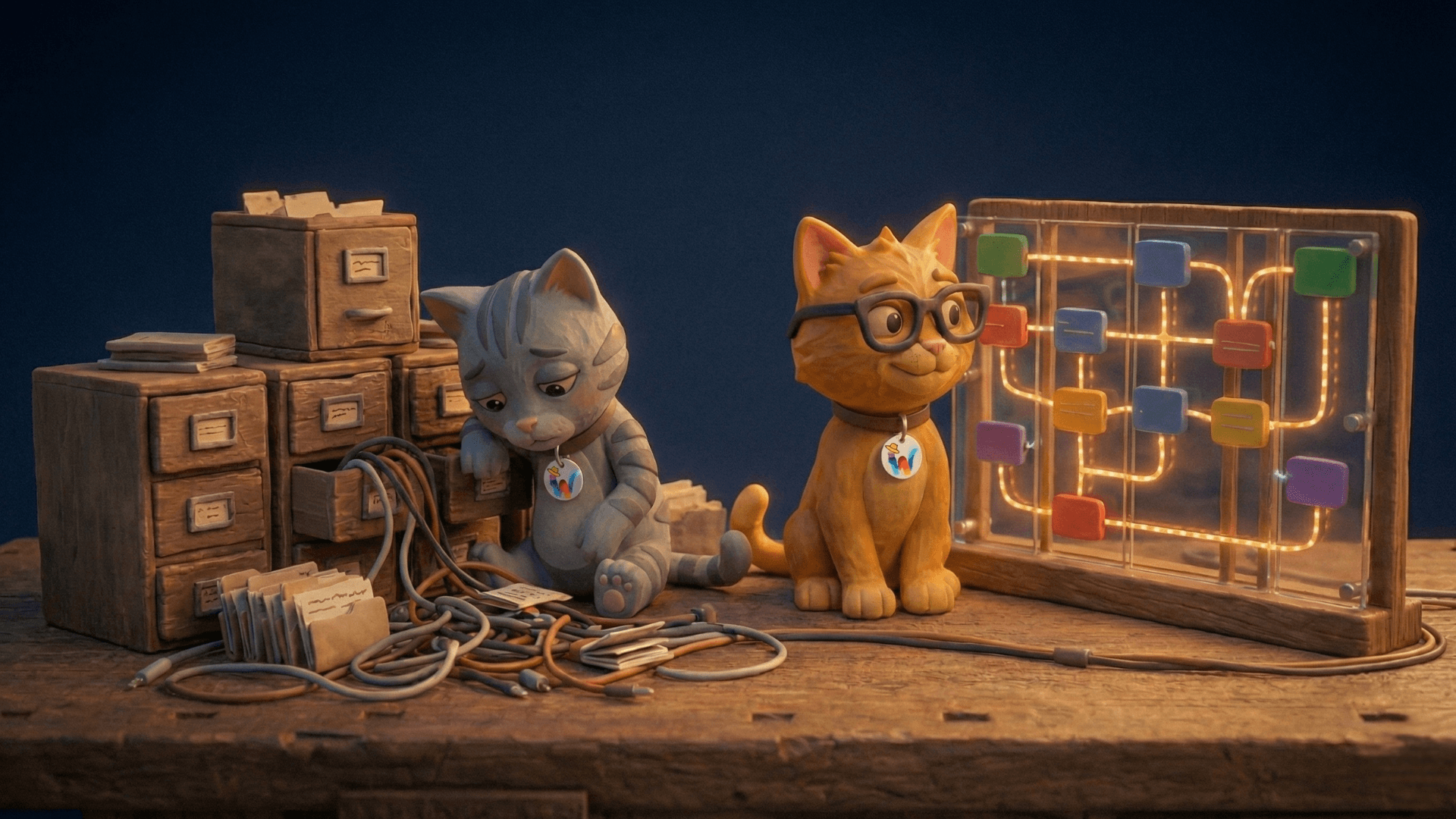 Cats working on the boilerplate tax